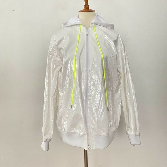 Tibi Womens Zip Up Coated Hooded Jacket Long Sleeve White XS - Picture 2 of 9